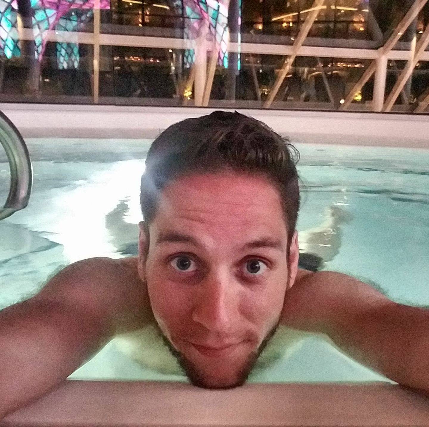 selfie in a hot tub on a cruise ship